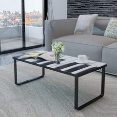 Rectangle Coffee Table with Metal Frame, Tea Table with Tempered Glass Top, Cocktail Table Side End Table, Accent Furniture for Home Office Living Room