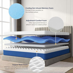 Queen Size Mattress, 12 Inch Queen Gel Memory Foam Mattress for Cool Night & Pressure Relief, Medium Firm in a Box, Back Pain Relief, Washable Cover, 80”x60”x12”