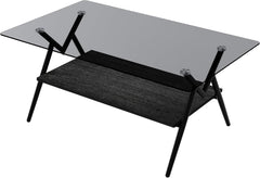 A Rectangular Coffee Table in The Living Room, Modern Metal Legs and Tempered Glass countertops, MDF Board Shelves, and a Coffee Table in The Waiting Room