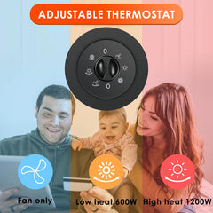 Space Heater,Portable Electric Heater,1200W/600W Safe & Quiet Oscillating Ceramic Heater,Tilt & Over-Heat Portection,Suitable for Office Home