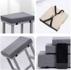 Bar Stool Pad Square 12 13 14 15 16 17 18 19 20, Super Soft Chair Seat Cushion with Ties Linen Removeble Cover Zipper for Kitchen Barstool Office Dinning Room(Color6,38x38x5cm)