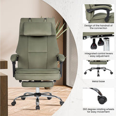 Office Chair, Big and Tall Executive Office Chair with Footrest & Removable Headrest, High Back Ergonomic Computer Desk Chair Work Chair with Comfortable Frosted Velvet (Beige)