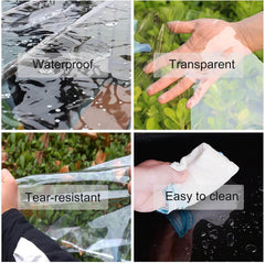 Outdoor Clear Tarp Curtains Waterproof,0.3mm PVC Plastic Tarpaulin Cover,Weatherproof,Transparent Tarpaulin Side Panels for Pergola Gazebo Deck Porch Carport,with Zip Door,W×H-4×2.2m(13.1 * 7.2ft)