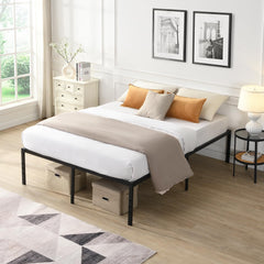Queen Size Bed Frame with Headboard, Heavy Duty Metal Platform Bed Metal Slat Support/ Underbed Storage/Mattress Foundation/ Easy Assembly/No Box Spring Needed/Noise Free (Black+Headboard, Queen)