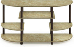 FURINNO JAYA Simple Design Corner TV Stand, Marble Brown/Brown