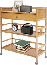 3 Tier Rolling Cart, 21"×11.8"×31.5" Portable Removable Kitchen Trolley Serving Cart with Universal Wheels, Storage Organizer Utility Cart for Living Room Kitchen Home Bar (Without Drawer)