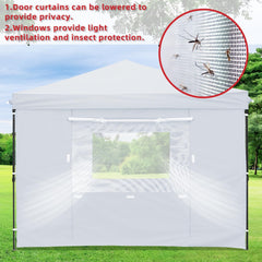 White 10x10 FT Pop Up Canopy Tent with 1 Sidewall, Heavy Duty Canopy for Outdoor, Commercial Instant Gazebos, for Party, Patio, by Kendane.