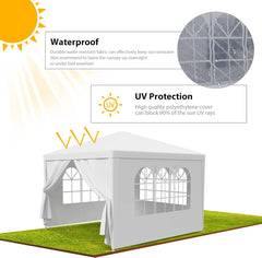 Smartxchoices 10' X 10' Outdoor White Waterproof Gazebo Canopy Tent with Removable Sidewalls Windows Heavy Duty Tent for Party Wedding Events Beach BBQ