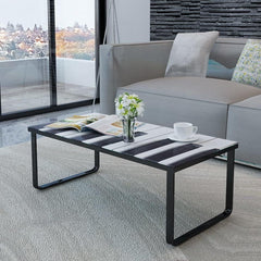 Fast delivery-Contemporary Coffee Table-Modern Cocktail Table, Sofa Table for Living Room and Office,Coffee with Piano Printing Glass Top