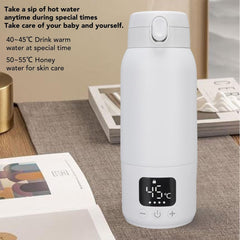 ZJchao Portable Milk Warmer Cordless Stainless Steel Rechargeable Electric Kettle IPX6 Water Proof 500ml for Travel Outdoor Car