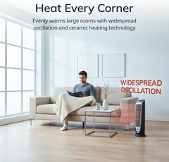Lasko Portable Electric 1500 Watt Room Oscillating Ceramic Tower Space Heater with Remote, Adjustable Thermostat, Digital Controls, and Timer, Black