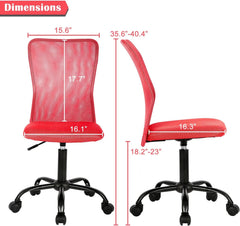 Ergonomic Chairs Set of 2, Cute Adjustable Armless Office Desk Chair w/Mesh Back & Soft Thick Seat, Comfy Swivel Rolling Executive Small Computer Task Chair Sillas para Escritorio for Adult Women