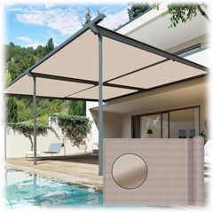 Beige Rectangle Outdoor Shade Canopy Pergola Canopy Reinforced Corners and Edges 165 GSM Tarpaulin Shade Cloth for Pergola Gazebo Carport (Color : Beige, Size : 3.5X4M)