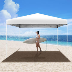 HomGarden Pop Up Canopy Tent, One-Button Push Setup, Portable Gazebo Shelter for Patio Deck Garden and Beach Adjustable Height Instant Portable Shelter 4 Weight Bags White