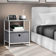 Sorbus Nightstand 1-Drawer Shelf Storage - Bedside Furniture & End Table Chest Dresser with Steel Frame, Wood Top & Easy Pull Fabric Bins for Home, Bedroom, Closets, Bathroom, Office & College Dorm