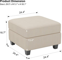 Belffin Corduroy Armrests Modular Sectional Couch Module Parts Convertible Modern Sectional Sofa Couch, Beige