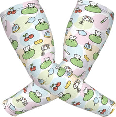 Cute Face Frog Wear Chef Hat Sun Protection Cooling Arm Sleeves Outdoors Sports Workouts Sunscreen Arm Sleeves for Men Women Teenager