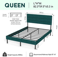 Full Size Platform Bed Frame with Fabric Upholstered Headboard, Metal Bedframes No Box Spring Needed, Noise Free, Easy Assembly (Grey, Full)