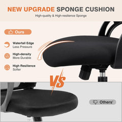 Sweetcrispy Office Computer Desk Chair, Ergonomic High-Back Mesh Rolling Work Chairs with Wheels and Adjustable Headrests, Comfortable Lumbar Support, Comfy Flip-up Arms for Home,Bedroom,Study, Grey