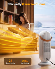 Space Heaters for Indoor Use, 16 Inch Portable Electric Heater for Office, 1500W Fast Heating Space Heater with Thermostat, 90°Oscillation, 12H Timer, Remote, Safe, Ultra-quiet Room Heater