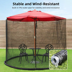 Outdoor Canopy Tent, Patio Umbrella Net, Large Sun Blocking Space, Camping Dome Tent Outdoor Screen with Adjustable Fit, Stable Bottom for 7-11ft Umbrellas (940CM)