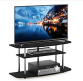 Furinno Turn-N-Tube No Tools 3-Tier Entertainment Center TV Stand for TV up to 32 Inch with Stainless Steel Tubes, White Oak/Chrome