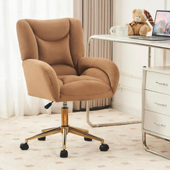 Velvet Office Desk Chair for Home Office, Makeup Vanity Chair for Bedroom Modern Swivel Rolling Chair for Women, Adjustable Height, Velvet Fabric 360 Swivel Home Office Chair (Ivory)