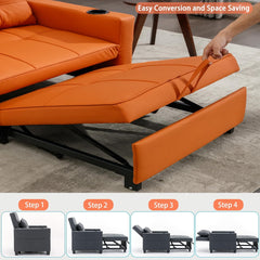 Modern Convertible Sleeper Sofa Bed, 3-in-1 Adjustable Futon Couch with Storage & Removable Armrests for Apartment, Studio, Office, Small Spaces (Green)