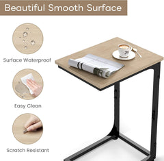 C Shaped Side Tables, Set of 2, Small End C Table, for Living Room, Sofa, Bedside, Couch, TV Tray, Eating, Laptop Walnut