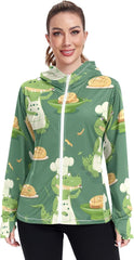 Crocodile Chef Women's UPF 50+ Sunscreen Athletic Jacket Hoodie Full Zip Long Sleeve Sun Shirts