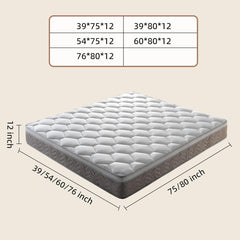 Twin Size Mattress 12 Inch, Medium Hybrid Firm Hybrid, Memory Foam Individually Wrapped Pocket Coils, Pressure Relief Breathable, CertiPUR-US Certified, Fiberglass Free