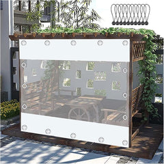 Outdoor White Clear Tarp Curtains, PVC Waterproof Tarpaulin, 0.35mm Weatherproof Transparent Tarpaulin Side Panels with Grommets, for Pergola Patio Porch Gazebo