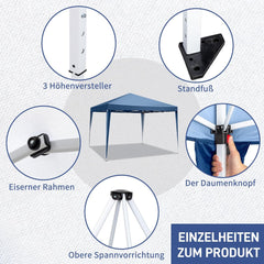 Vasitelan 10x10ft Pop Up Canopy Outdoor Portable Folding Instant Lightweight Gazebo Shade Tent w/Adjustable Height, Carrying Bag (Blue 1)