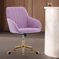 Office Desk Chair, Modern Cute Rolling Vanity Swivel Task Chairs with Wheels, Comfortable Back Seat for Home, Bedrooms, Office (Light Blue, 34.3''-38.2''H)