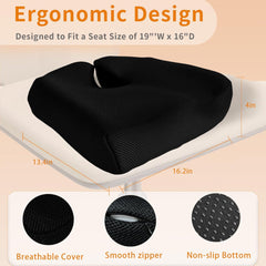 Coccyx Cushion for Tailbone Pain Relief - Ergonomic Seat Cushion for Office Chair, Car & Wheelchair Use with Sciatica Support