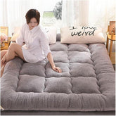 Japanese Futon Mattress,Warmth Breathable Bed Toppers Plush Fabric Foldable Mattress Portable Floor Lounger Bed for Adults Kids Guest Room(Size:90 * 200cm,Color:Gray)
