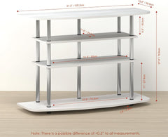 Handa TV Stand, Entertainment Center with 4-Tier Shelves, for TV up to 46 inch, Easy Assembly, for Living Room, Cream Oak