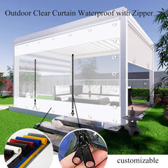 Zipper Pergola Side Panels With Sheer Tarpaulin Panels, 0.5mm PVC Transparent Tarpaulin Side Panels, With Grommet, For Pergola, Porch, Gazebo, 700g/m2,Customizable ( Size : H2.5xL2.5m/H8.2xL8.2ft )