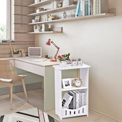 3 Tier Side Table Night Stand, Narrow End Table with Storage Shelf, Extended Desktop & Solid Structure, Small Tables for Bedroom/Living Room/Office/Bathroom, Simple Bedside Table Small Bookcase