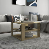Coffee Table Sonoma Oak and White Engineered Wood Square Modern Kitchen Table Living Room Furniture end Tables Living Room for Bedroom Office