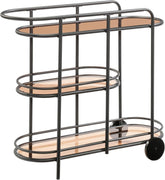 Sauder Coral Cape Bar Cart Metal/Glass, Black Finish