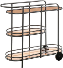 Sauder Coral Cape Bar Cart Metal/Glass, Black Finish