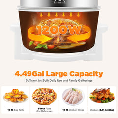 Air Fryer 17 Liters Glass Air Fryer with Visible Design 110V 60HZ Quick Healthy Meals Multicooker Countertop Infrared Convection Oven for Roasting Meat, Fish, Vegetables