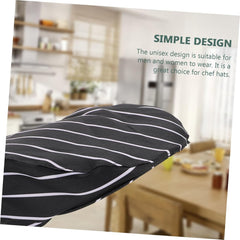 VILLCASE Portable Cooking Hat Unisex Chef Beret for Restaurant Waiters and Bakers Cotton Skin-Friendly Catering Cap with Elastic Fit Black and White Striped Design for Kitchen and Shop Use