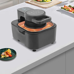 Air Fryer, 1350W Digital Air Fryers with LCD Screen, Adjustable Temperature and 24 H Timer Control Air Fryer for Making French Fries, Barbecue(Black)