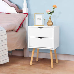 Nightstand, End Table, Side Table with 2 Drawers, Wood Accent Table with Storage for Bedroom