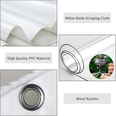 Outdoor White Clear Tarp Curtains, PVC Waterproof Tarpaulin, 0.35mm Weatherproof Transparent Tarpaulin Side Panels with Grommets, for Pergola Patio Porch Gazebo