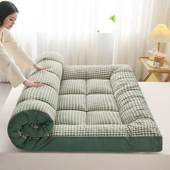 Japanese Futon Mattress, Floor Mat, Thick Sleeping Mat, Portable Roll-up Mattress, Single Double Full Size Dormitory Sofa Mattress, Guest Bed, Travel Mattre(Size:90x200cm/35x79inch,Color:Green)