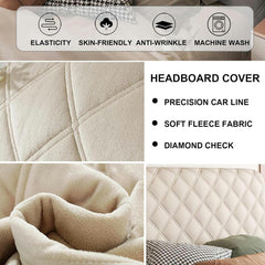 AMNOOL Headboard Cover Elasticity Fleece Bed Headboard Dustproof Slipcovers Thicken Solid Color Quilted Bed Head Cover for Bedroom Headboard Decoration, Pink