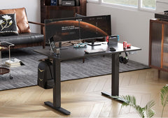 Seang Electric Standing Desk Adjustable Height, 55 x 24 Inch Sit Stand Desk with T-Shaped Frame, 3 Memory Presets & Cable Management for Home Office Computer Workstation, Black Frame/Rustic Brown Top